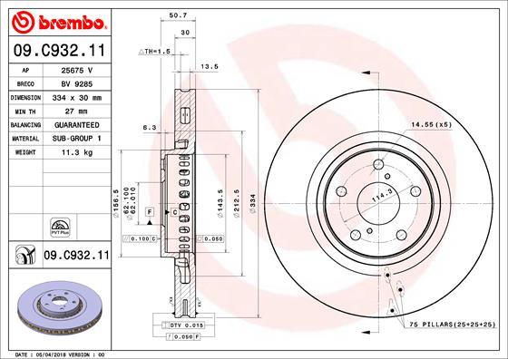 Brembo 09.C932.11 - Disque de frein cwaw.fr