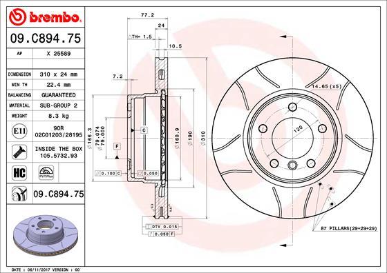 Brembo 09.C894.75 - Disque de frein cwaw.fr