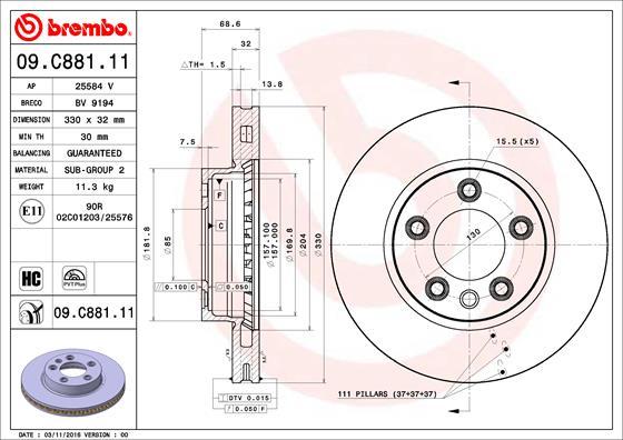 Brembo 09.C881.11 - Disque de frein cwaw.fr