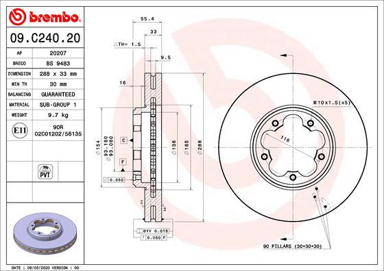 Brembo 09.C240.20 - Disque de frein cwaw.fr