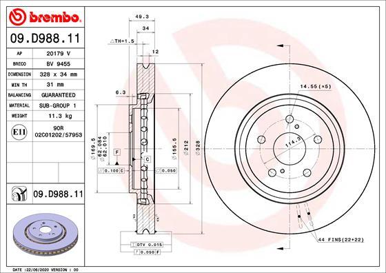 Brembo 09.D988.11 - Disque de frein cwaw.fr