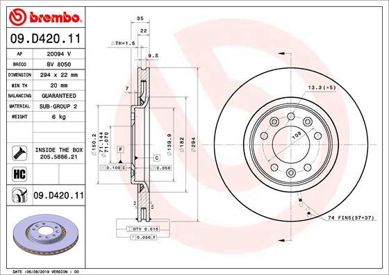 Brembo 09.D420.11 - Disque de frein cwaw.fr