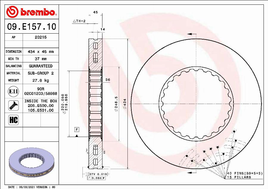 Brembo 09.E157.10 - Disque de frein cwaw.fr