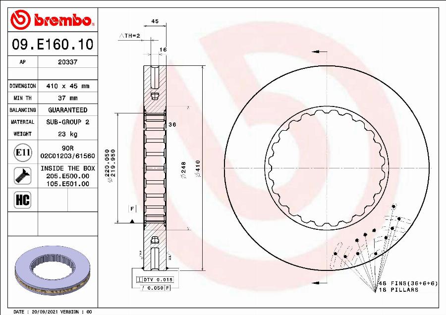 Brembo 09.E160.10 - Disque de frein cwaw.fr