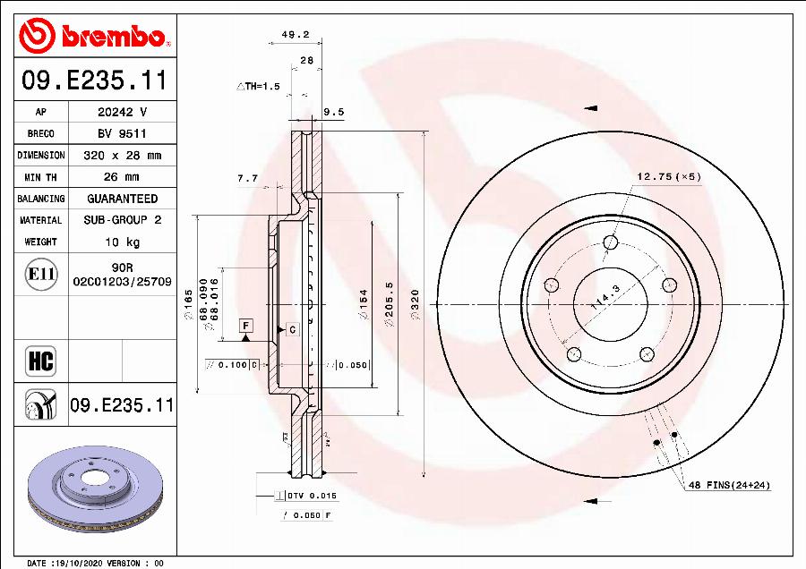 Brembo 09.E235.11 - Disque de frein cwaw.fr