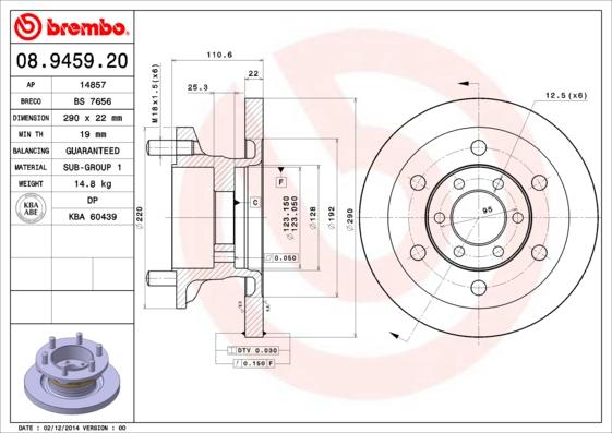 Brembo 08.9459.20 - Disque de frein cwaw.fr