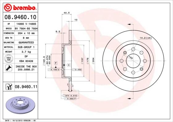 Brembo 08.9460.11 - Disque de frein cwaw.fr