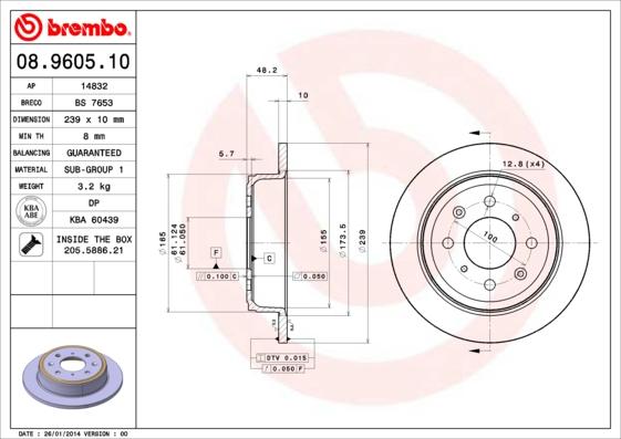 Brembo 08.9605.10 - Disque de frein cwaw.fr