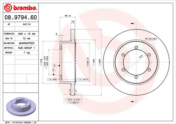 Brembo 08.9794.60 - Disque de frein cwaw.fr