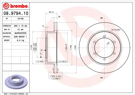 Brembo 08.9794.10 - Disque de frein cwaw.fr