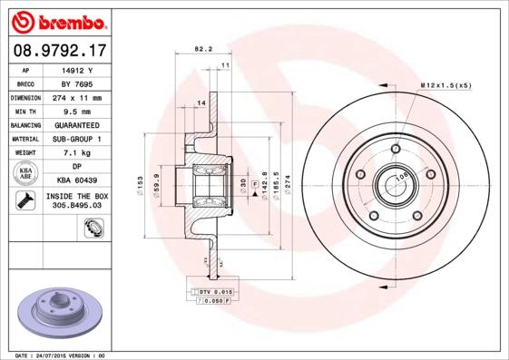 Brembo 08.9792.17 - Disque de frein cwaw.fr