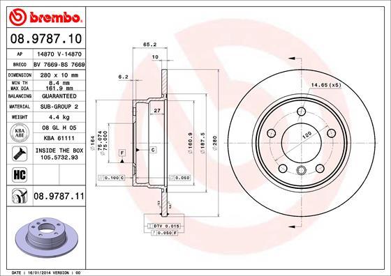 Brembo 08.9787.10 - Disque de frein cwaw.fr