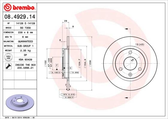 Brembo 08.4929.14 - Disque de frein cwaw.fr