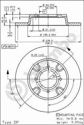 Brembo 08.4413.10 - Disque de frein cwaw.fr