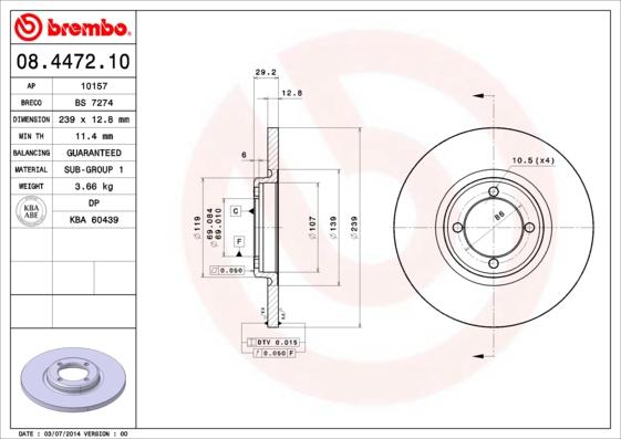 Brembo 08.4472.10 - Disque de frein cwaw.fr