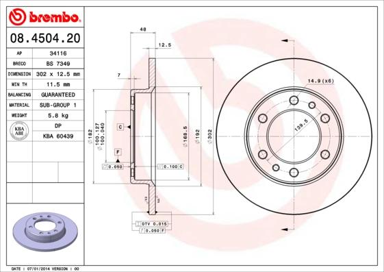 Brembo 08.4504.20 - Disque de frein cwaw.fr