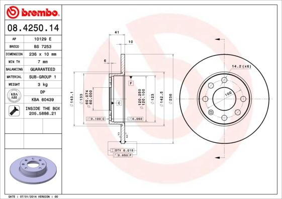 Brembo 08.4250.14 - Disque de frein cwaw.fr