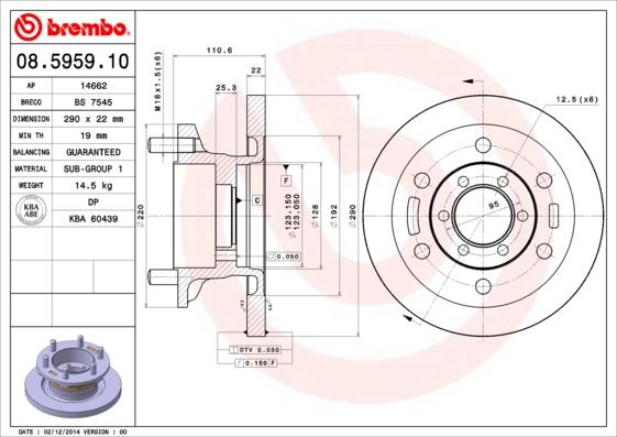 Brembo 08.5959.10 - Disque de frein cwaw.fr