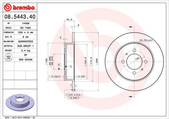 Brembo 08.5443.40 - Disque de frein cwaw.fr