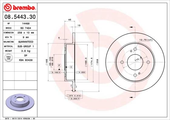 Brembo 08.5443.30 - Disque de frein cwaw.fr