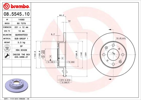 Brembo 08.5545.10 - Disque de frein cwaw.fr