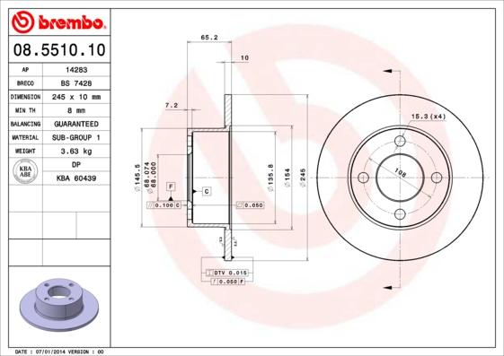 Brembo 08.5510.10 - Disque de frein cwaw.fr