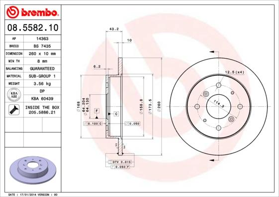 Brembo 08.5582.10 - Disque de frein cwaw.fr