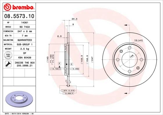 Brembo 08.5573.10 - Disque de frein cwaw.fr