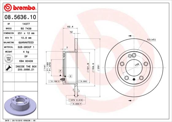 Brembo 08.5636.10 - Disque de frein cwaw.fr