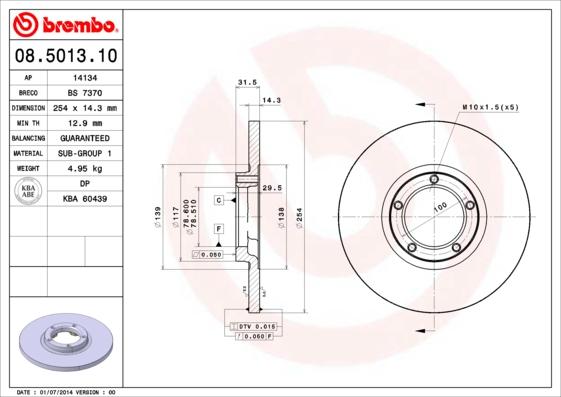 Brembo 08.5013.10 - Disque de frein cwaw.fr