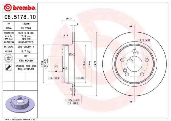 Brembo 08.5178.10 - Disque de frein cwaw.fr