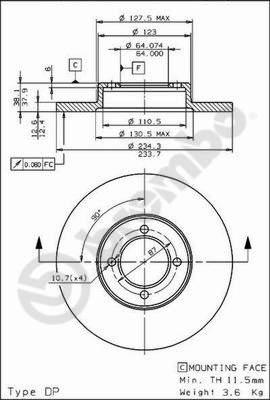 Brembo 08.5865.10 - Disque de frein cwaw.fr