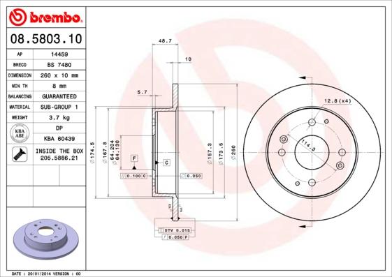 Brembo 08.5803.10 - Disque de frein cwaw.fr