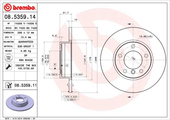 Brembo 08.5359.11 - Disque de frein cwaw.fr