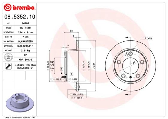 Brembo 08.5352.10 - Disque de frein cwaw.fr