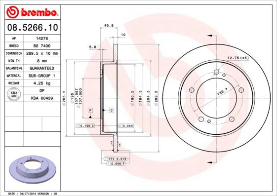 Brembo 08.5266.10 - Disque de frein cwaw.fr