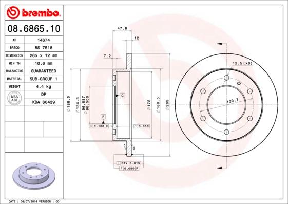 Brembo 08.6865.10 - Disque de frein cwaw.fr