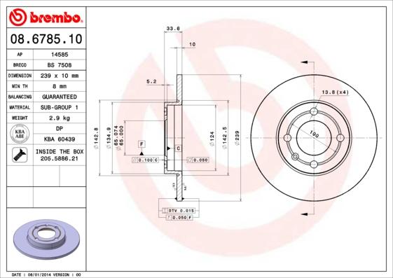 Brembo 08.6785.10 - Disque de frein cwaw.fr