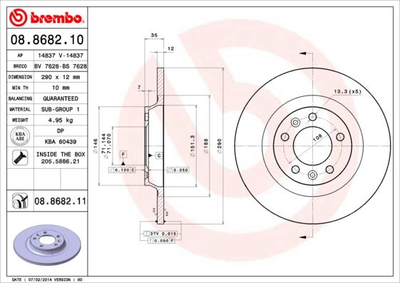 Brembo 08.8682.10 - Disque de frein cwaw.fr