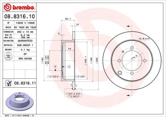 Brembo 08.8316.10 - Disque de frein cwaw.fr