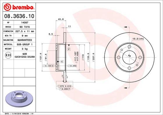 Brembo 08.3636.10 - Disque de frein cwaw.fr