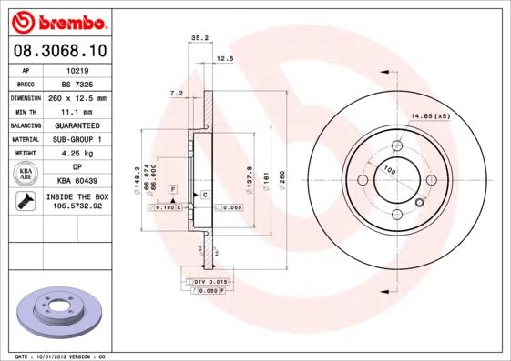 Brembo 08.3068.10 - Disque de frein cwaw.fr