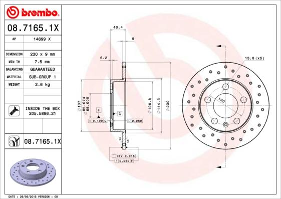 Brembo 08.7165.1X - Disque de frein cwaw.fr