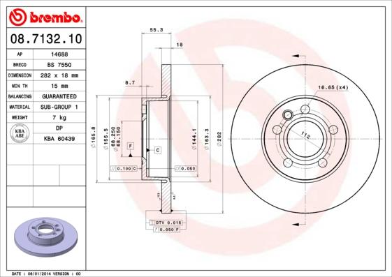 Brembo 08.7132.10 - Disque de frein cwaw.fr