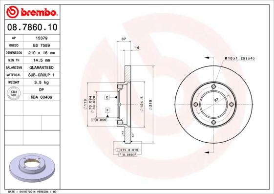 Brembo 08.7860.10 - Disque de frein cwaw.fr