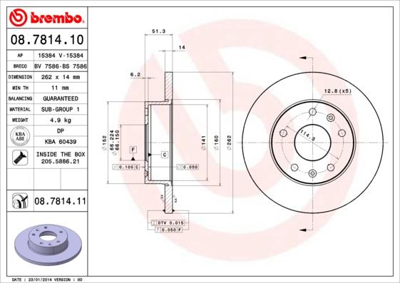 Brembo 08.7814.10 - Disque de frein cwaw.fr