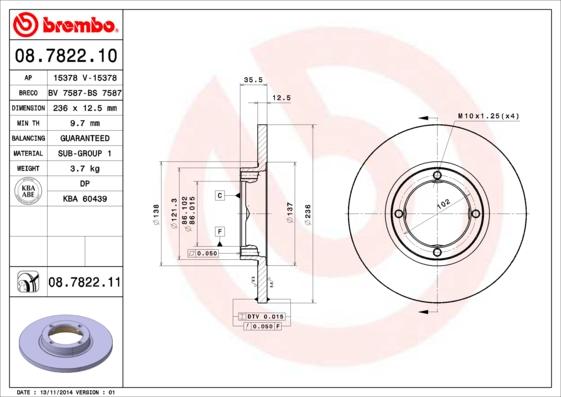 Brembo 08.7822.10 - Disque de frein cwaw.fr