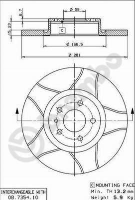 Brembo 08.7354.75 - Disque de frein cwaw.fr