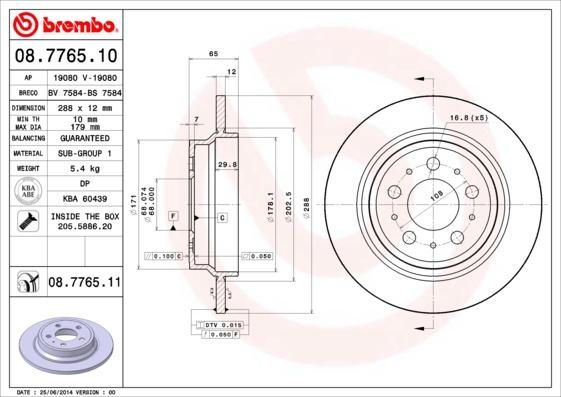 Brembo 08.7765.10 - Disque de frein cwaw.fr