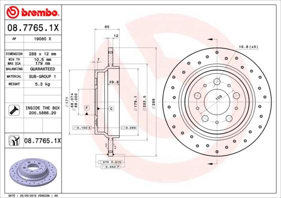 Brembo 08.7765.1X - Disque de frein cwaw.fr